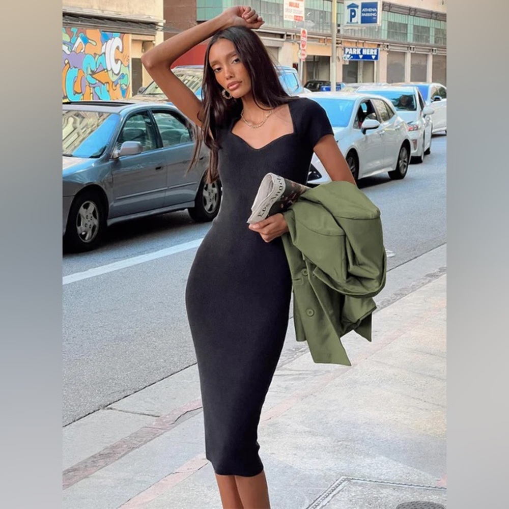 Princess Polly - Elegant Black Bodycon Sweater Dress